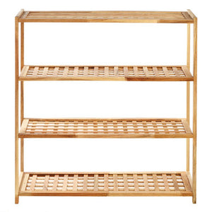 Arla 4 Tier Walnut Wood Grid Design Shoe Rack