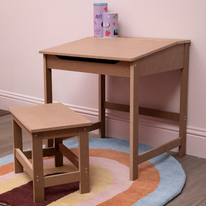 Jordan Natural Kids Desk and Stool Set with Storage