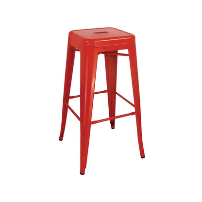 Red Powder Coated Metal Cubic Bar Stool