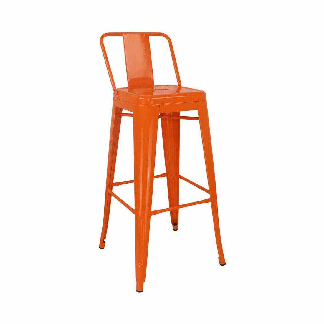 Orange Powder Coated Metal Cubic Bar Chair