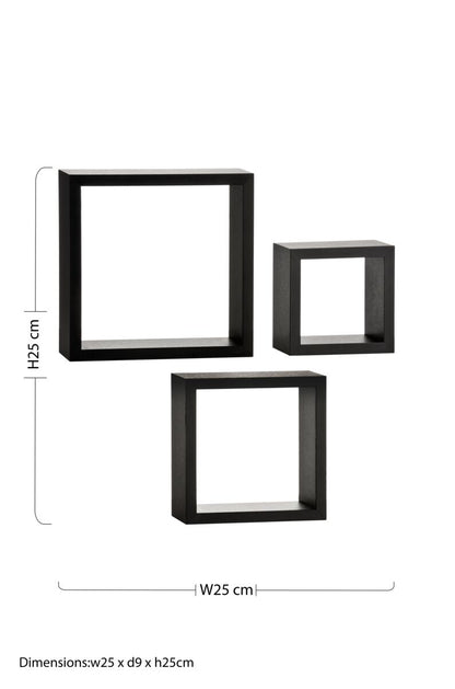 Kayli Set Of Three Black Wall Cubes