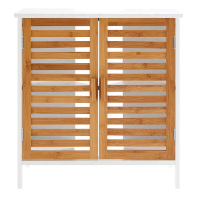 Wooden sliding doors with horizontal slats on a white background