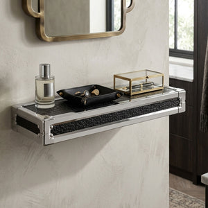 Carla Black Crocodile Leather Effect Small Wall Shelf