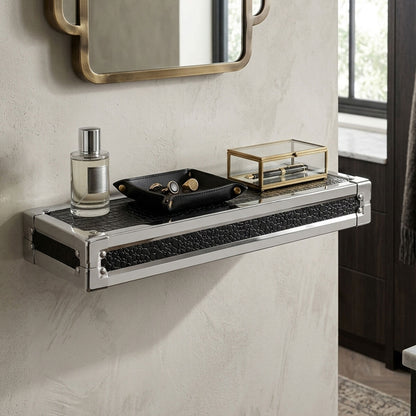 Crocodile Leather Effect Small Wall Shelf | Carla