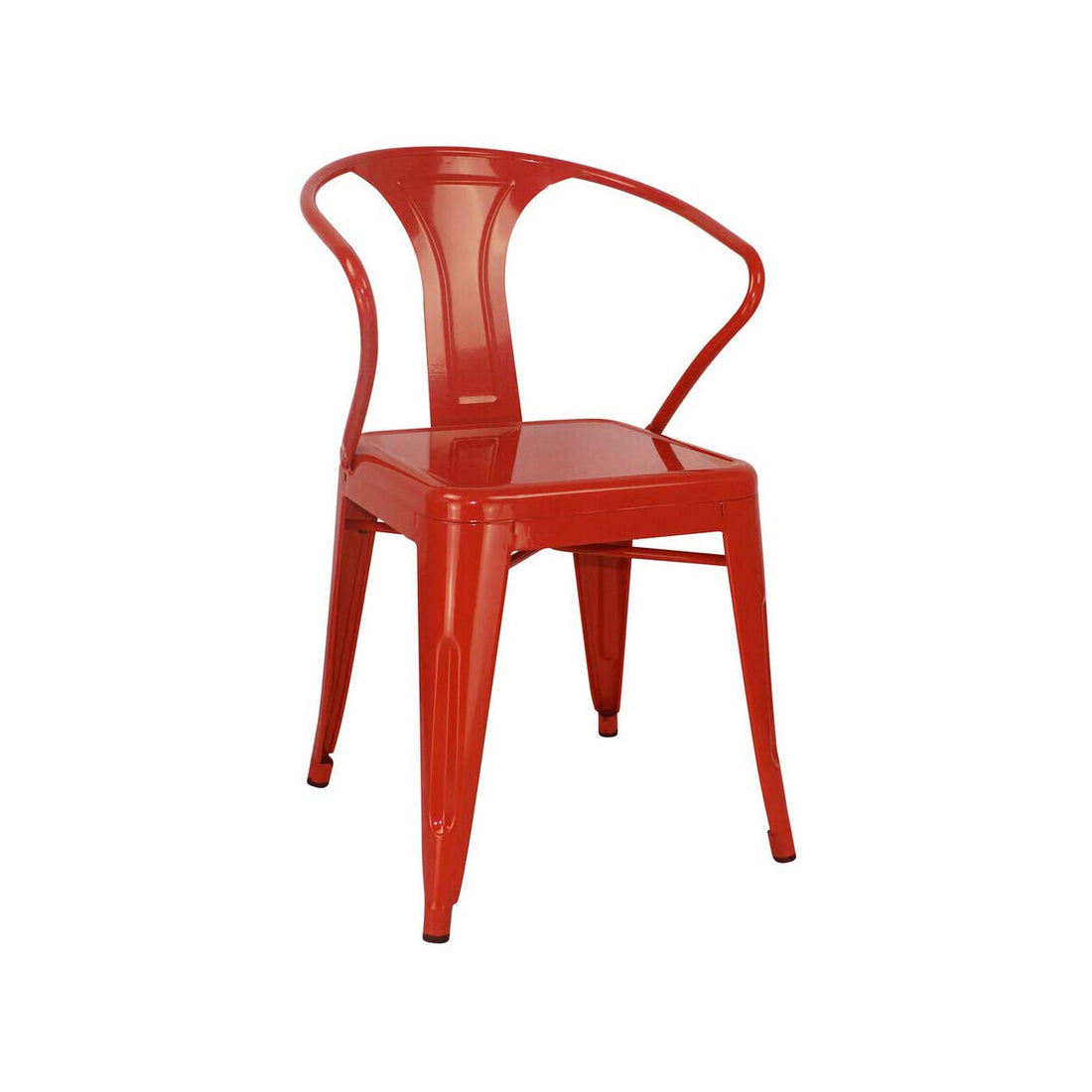Red Powder Coated Metal Cubic Chair with Arms