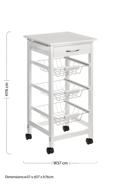 Harlow Glenn White Veneer Finish Kitchen Trolley