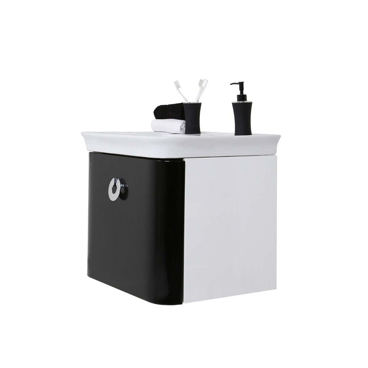 Adelphi White and Black Bathroom sink with Storage - image 1