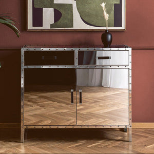 Rivet Mirrored 2 Door Sideboard with Drawers