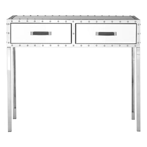 Silver 2 Drawer Glass Console Table, Rivet