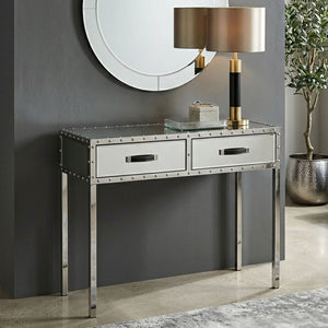 Rivet Mirrored 2 Drawer Console Table