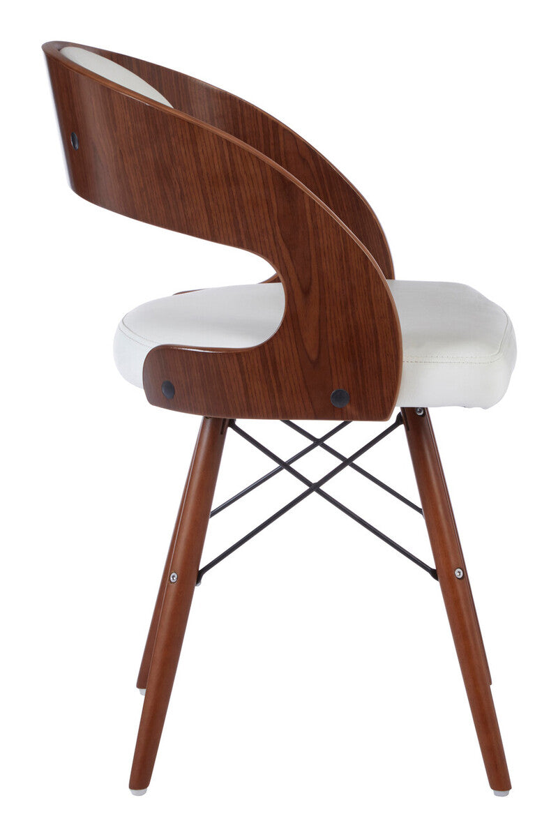 Parkar White Leather Effect Chair with Curved Back - image 4