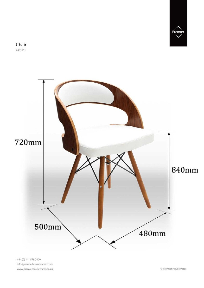 Parkar White Leather Effect Chair with Curved Back - image 10