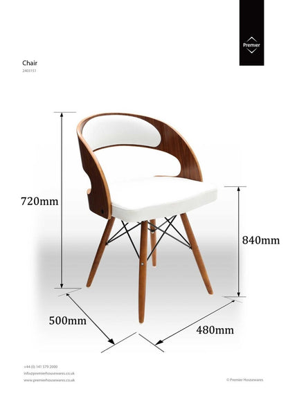Parkar White Leather Effect Chair with Curved Back - image 10
