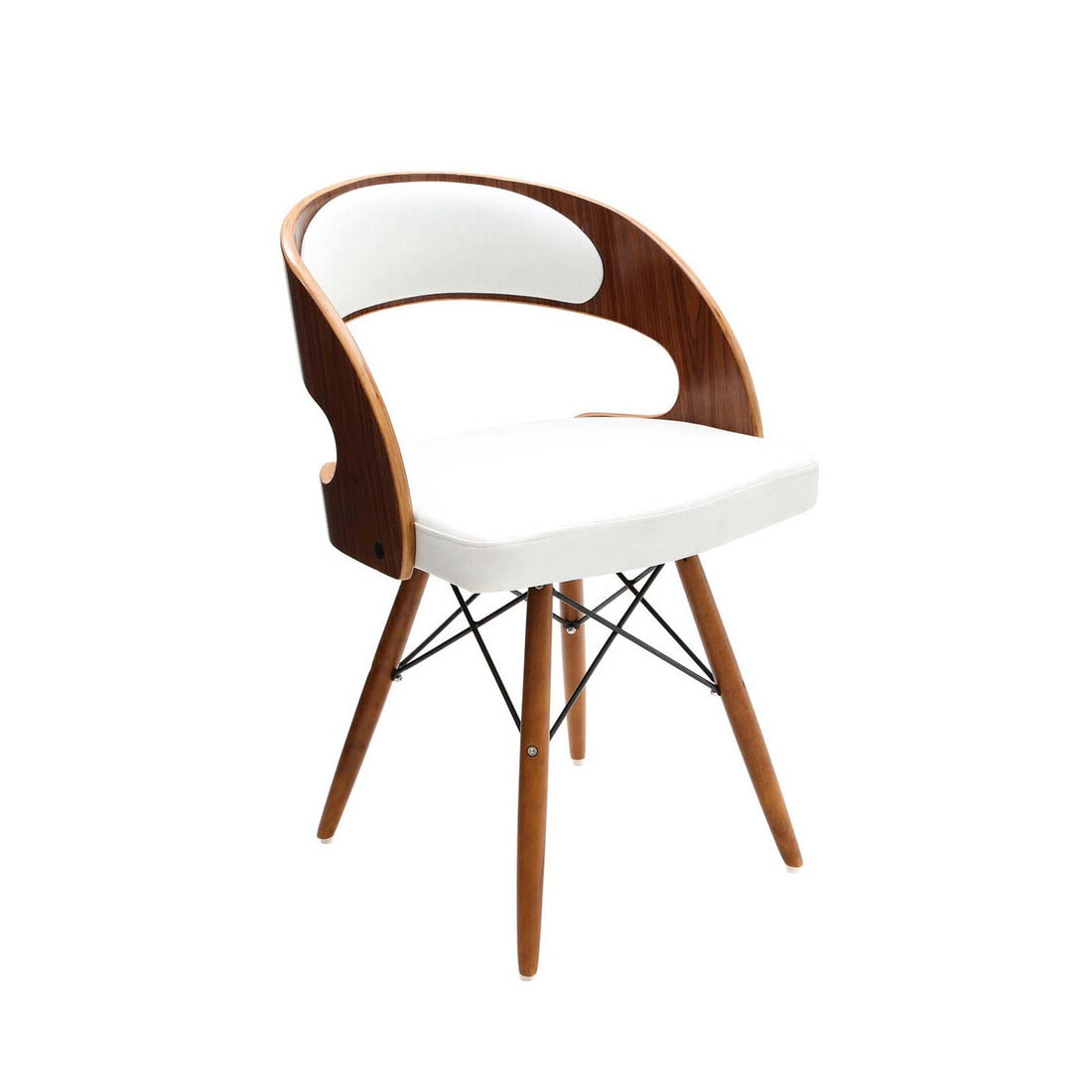 White Leather Effect Chair with Curved Back