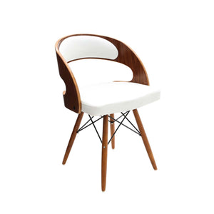 White Leather Effect Chair with Curved Back