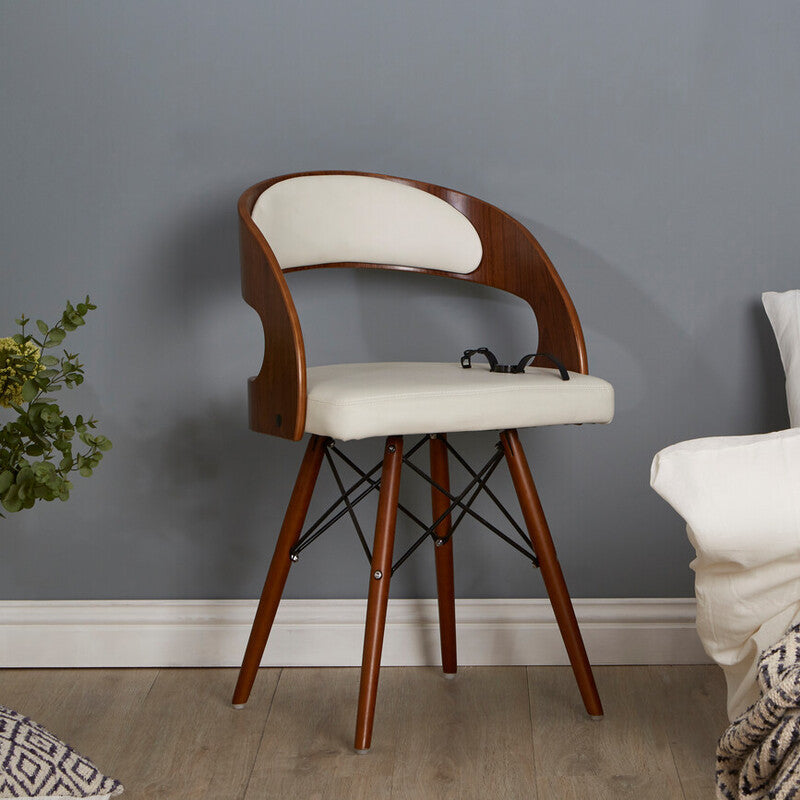 Parkar White Leather Effect Chair with Curved Back - image 2