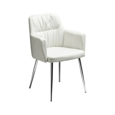 White chair with metal legs on a white background