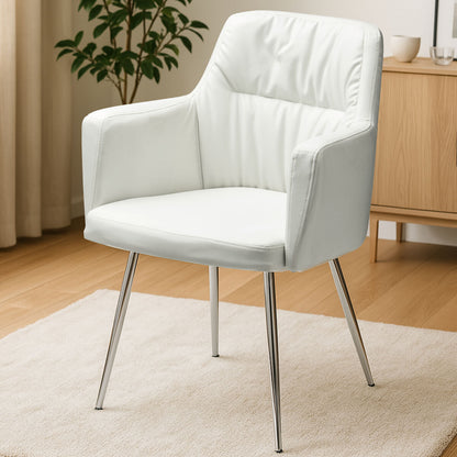 Merrik White Leather Effect Dining Chair - image 1