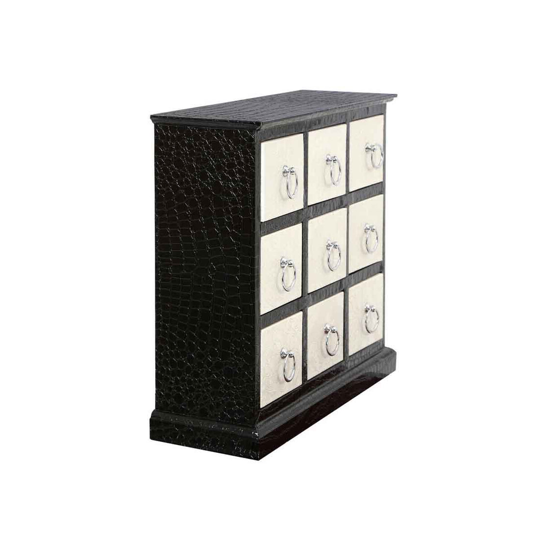 Carla 9 Drawer Crocodile Leather Effect Rectangular Cabinet