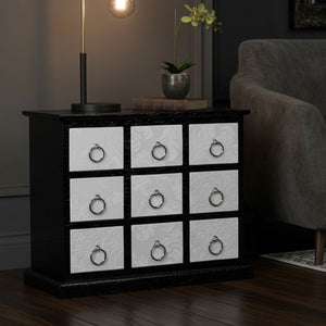 Carla Black Crocodile Leather Effect 9 Drawer Chest