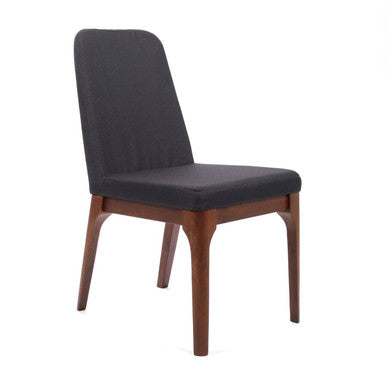 Chair with black cushioned seat and backrest on a white background