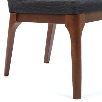 Walnut Veneer Charcoal Woven Mesh Dining Chair