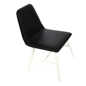 Cassy Black Leather Effect Dining Chair With White Legs