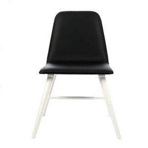 Cassy Black Leather Effect Dining Chair With White Legs