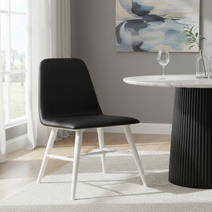 Cassy Black Leather Effect Dining Chair with White Legs