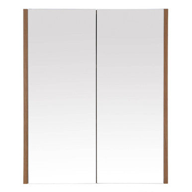 Two white doors with wooden frames on a white background