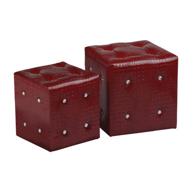 Carla Crocodile Leather Effect Red Stools - image 2