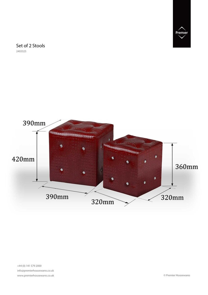 Carla Crocodile Leather Effect Red Stools - image 3