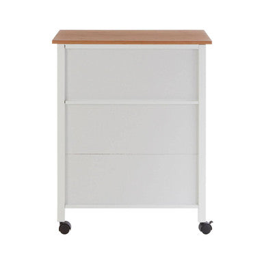 Harlow White and Bamboo Top 1 Drawer Kitchen Trolley