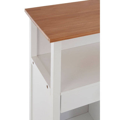 Harlow White and Bamboo Top 1 Drawer Kitchen Trolley
