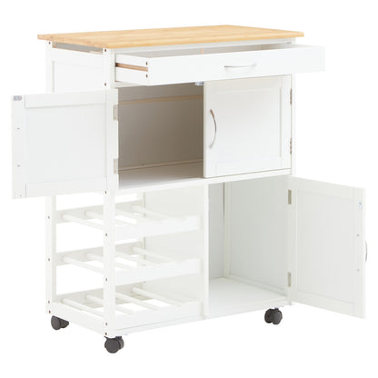 Harlow White And Bamboo Top Kitchen Trolley