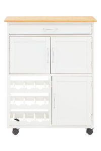 Harlow White And Bamboo Top Kitchen Trolley