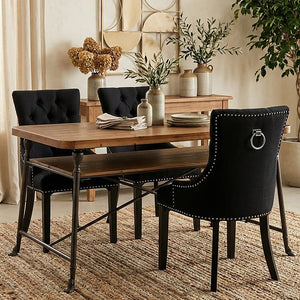 Foundry Natural Wooden and Metal Dining Table with Shelf