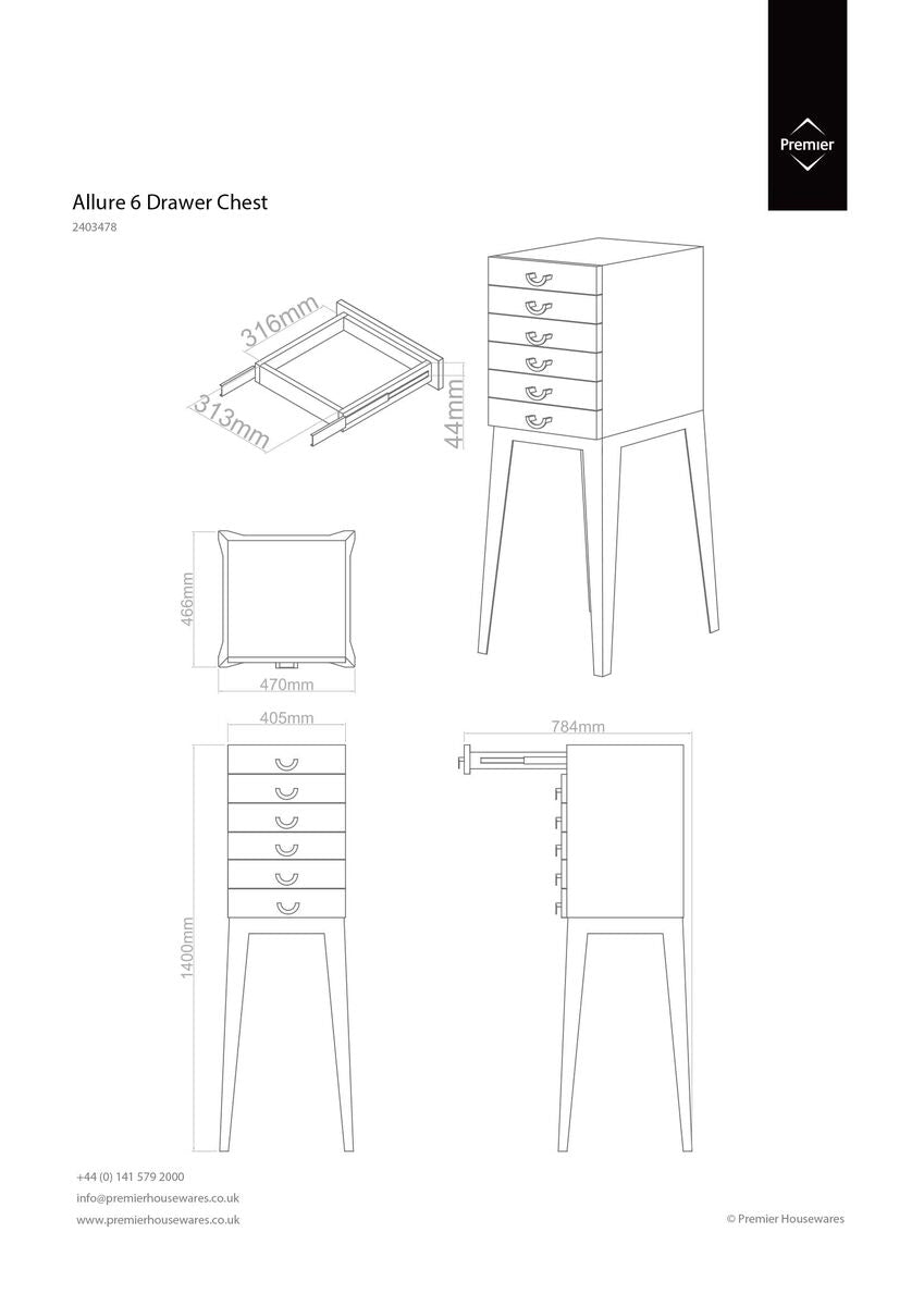 Lure Stainless Steel 6 Drawer Chest