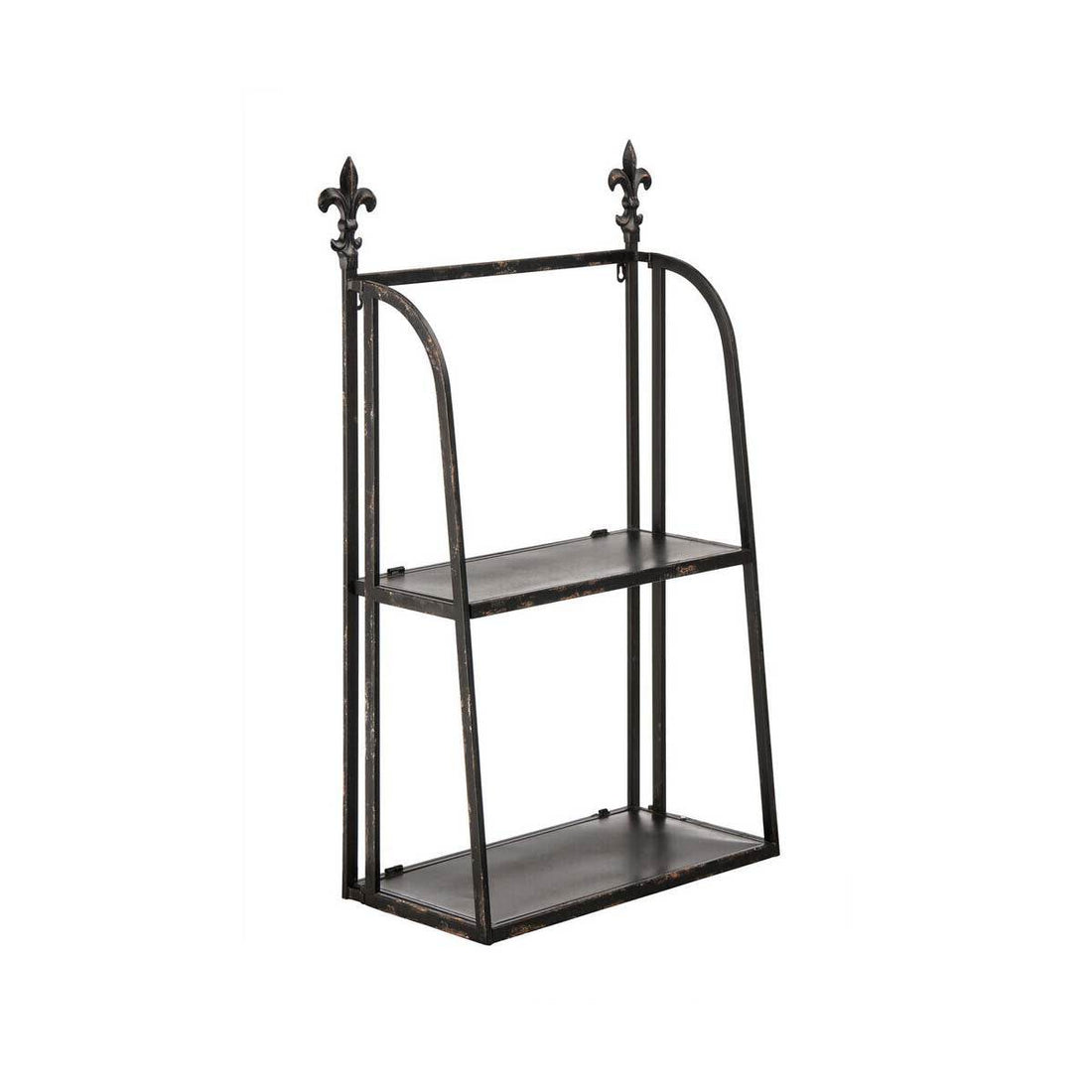 2 Tier Black Metal Wall Mountable Shelf Unit - Orsina