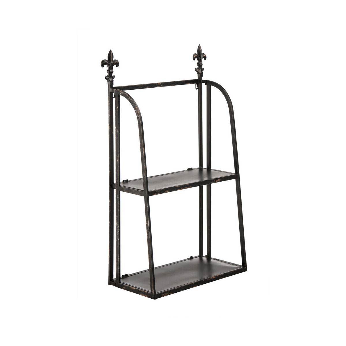 2 Tier Black Metal Wall Mountable Shelf Unit - Orsina