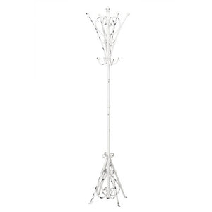 New York Loft White Distressed Finish Metal Coat Stand