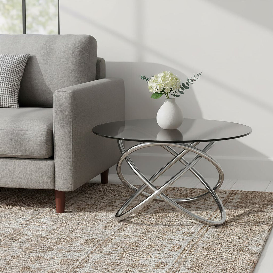 Cassy Smoked Glass Top Side Table