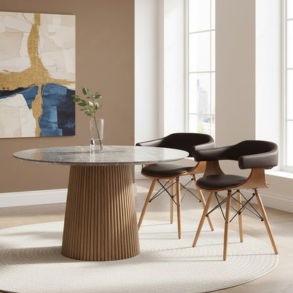 Parkar Brown Leather Effect and Beech Wood Chair