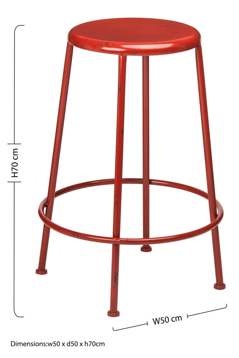 Artisan Red Metal Stool - image 3