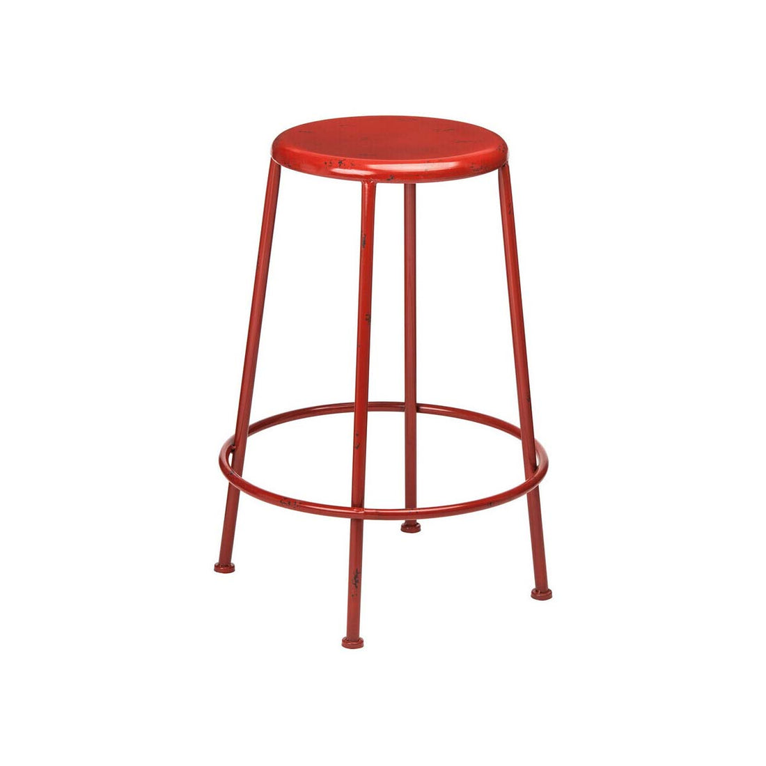 Artisan Red Metal Stool