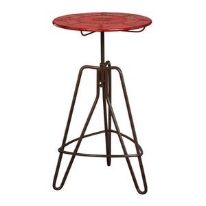Artisan Red Metal Adjustable Bar Table