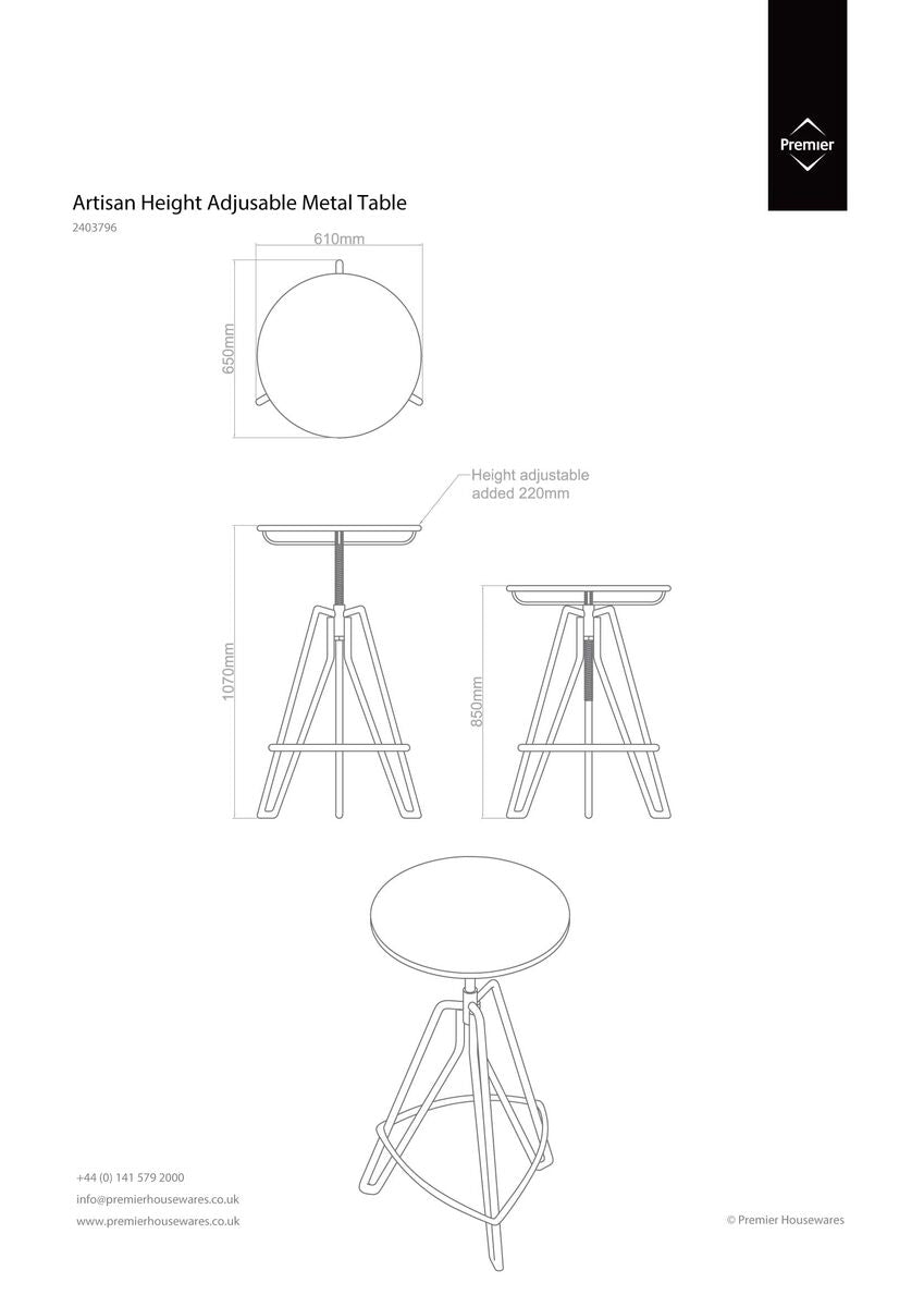 Artisan Cream Metal Bar Table