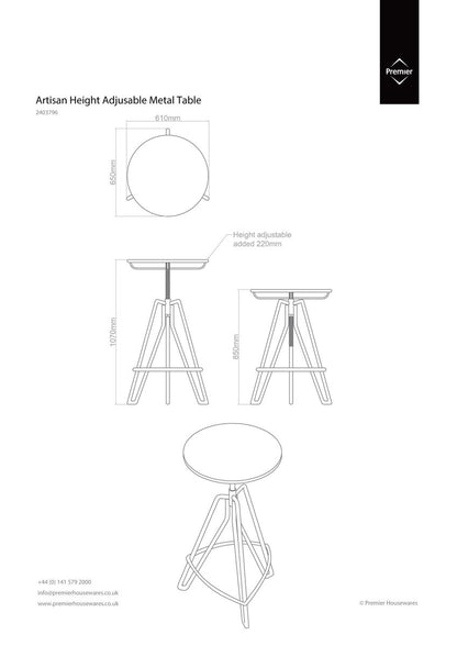 Artisan Cream Metal Bar Table