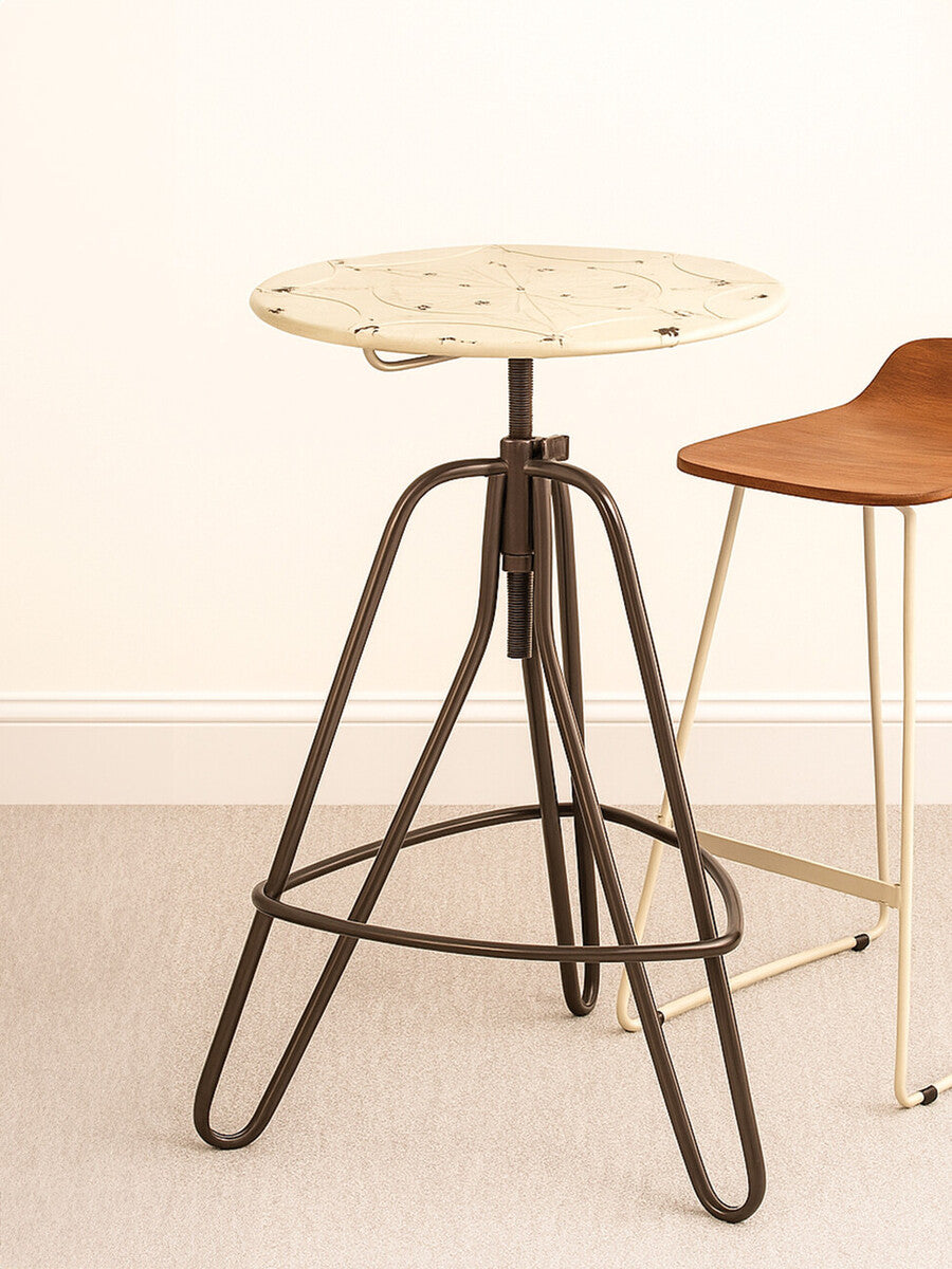Artisan Cream Metal Bar Table
