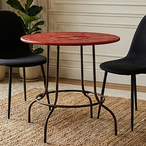 Artisan Red Metal Round Dining Table